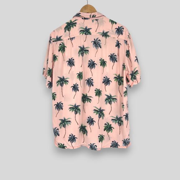 Urban Outfitters Palm Tree Casual Button-Up Shirt Pink Men's Size M - Picture 2 of 6